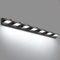 LED Modern Bathroom Vanity Light Fixtures, 7-Light 48-inch Dimmable Matte Black Vanity Lights for Bathroom Lighting Fixtures Over Mirror, with 350° Rotatable Acrylic Heads (Cool White 6000K)