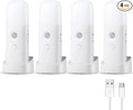 Motion Sensor Night Lights Indoor, Rechargeable Night Light Battery Powered, Portable Nightlight with Adjustable Brightness Activated Table Lamp for Kids, Adults(Cool White, 4Pack)