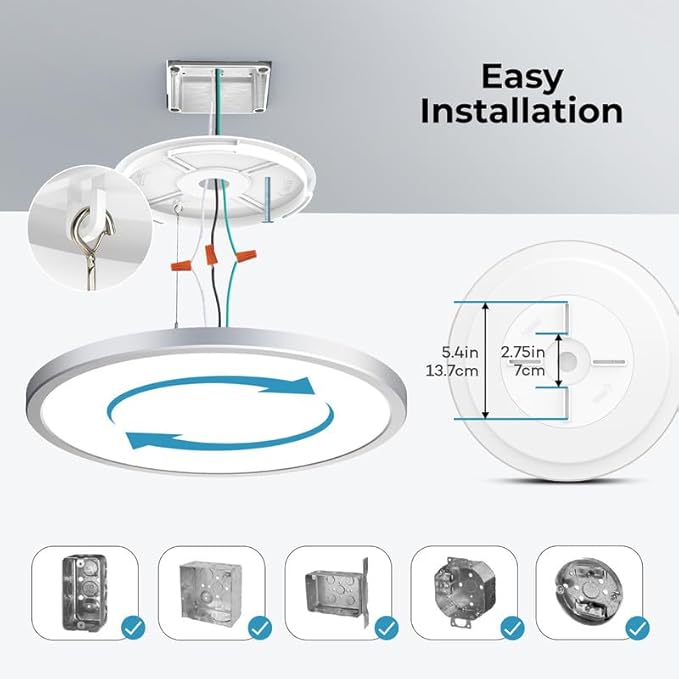 BLNAN Dimmable LED Flush Mount Ceiling Light Fixture with Remote Control, 3000K-6500K Low Profile Wired Lamp, Modern Ultra Thin Close to Ceiling Light for Bedroom Kitchen (Silver, 12Inch)