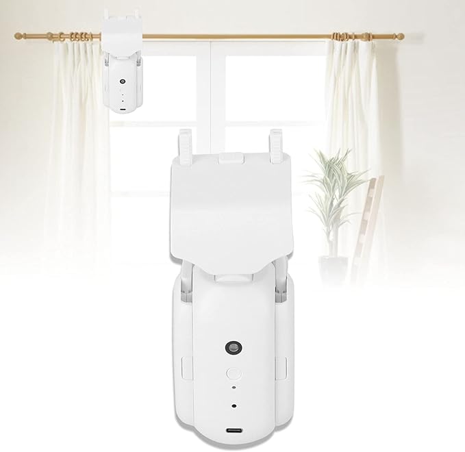 Automatic Curtain Opener and Closer, Light and Temperature Sensor Smart Curtain Motor with Tuya App Timer, Remote Control Curtain Rail Curtain Opener Robot
