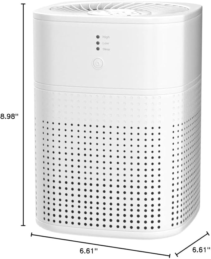 Air Purifiers for Bedroom, Room Air Purifier HEPA Filter for Smoke, Allergies, Pet Dander Odor with Fragrance Sponge, Small Air Purifier with Sleep Mode, HY1800, White