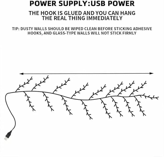 Cherry LED Tree Branch Lights for Wall, Cherry Blossom Willow Vine Twig Decor Garland with 48 LED Lights and Remote,8 Lighting Modes,Christmas Decorations Indoor for Home Wall Door Window (47inch)