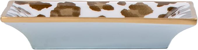 Jaye's Studio Leopard Cream Enameled Rectangle Catch All Tray, Jewelry Tray for Bathroom, Vanity - Decorative Landry Tray