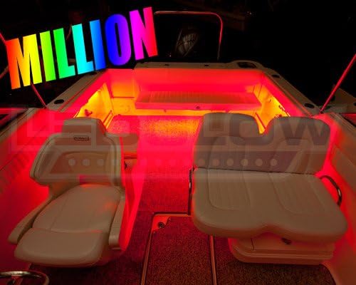 LEDGlow 8pc Million Color LED Boat Marine Deck & Cabin Accent Lighting Kit - 20" Waterproof Flexible Light Strips - Screw Cap Connectors with O-Rings - Includes Control Box & Wireless Remote