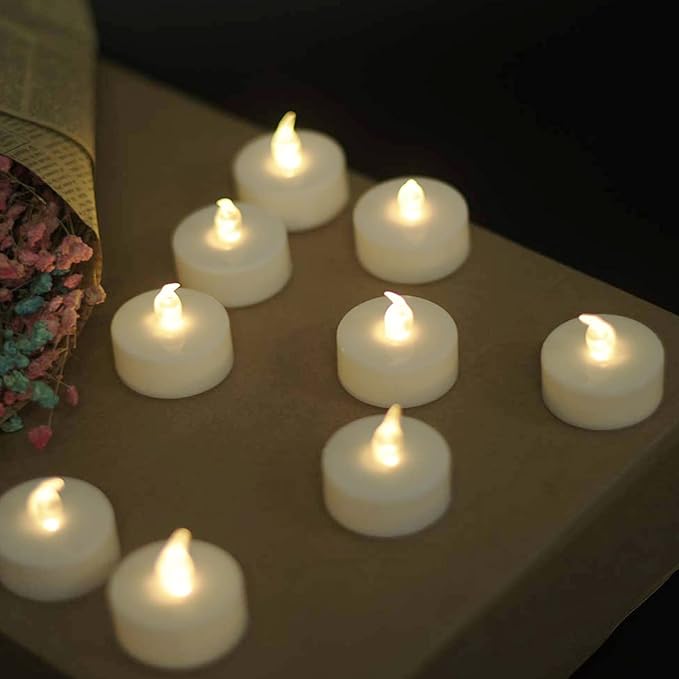 YIWER Battery Tea Lights Candles - LED Tea Lights 200 Hours Pack of 12 (Warm White)
