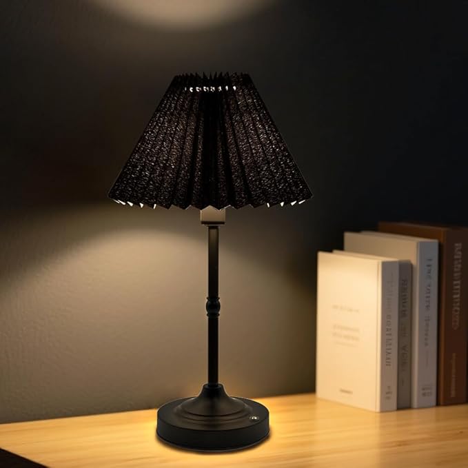 Cordless LED Table Lamp with Dimmer, Built-in Rechargeable Battery, 3-Level Brightness, Patio Table Lamp, Bedside Night Lamp, Ambient Light Desk Lamp for Home Decor Restaurant, Gift for Men