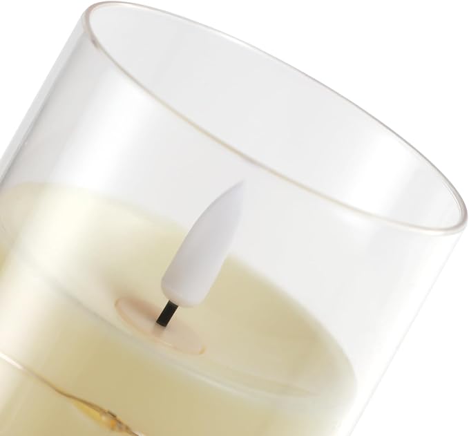 Flameless Candles, Battery Operated LED Candles with Remote and Timer Flickering Flameless Candle for Romantic Ambiance and Home Halloween Decor Durable Acrylic Shell with Embedded Star String