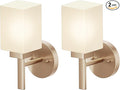 Bathroom Vanity Lighting Fixtures with White Frosted Glass Shade, Champagne Bronze Wall Lamps Over Mirror for Bedroom Living Room, 2 Pack T002CPG-L1-P2