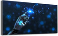 Wibinuki Wall Art Wall Decor Wall Paintings robot ai artificial intelligence pointing finger touch screen blue for Living Room Bedroom Bathroom Home Decor Can Be Hung Directly 20"x 40"