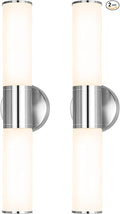 2-Light Bathroom Vanity Lighting Fixture, Brushed Nickel Wall Sconce with Opal White Glass, E26 Stocket Indoor Wall Lamp, Modern Mirror Light. 2 Pack