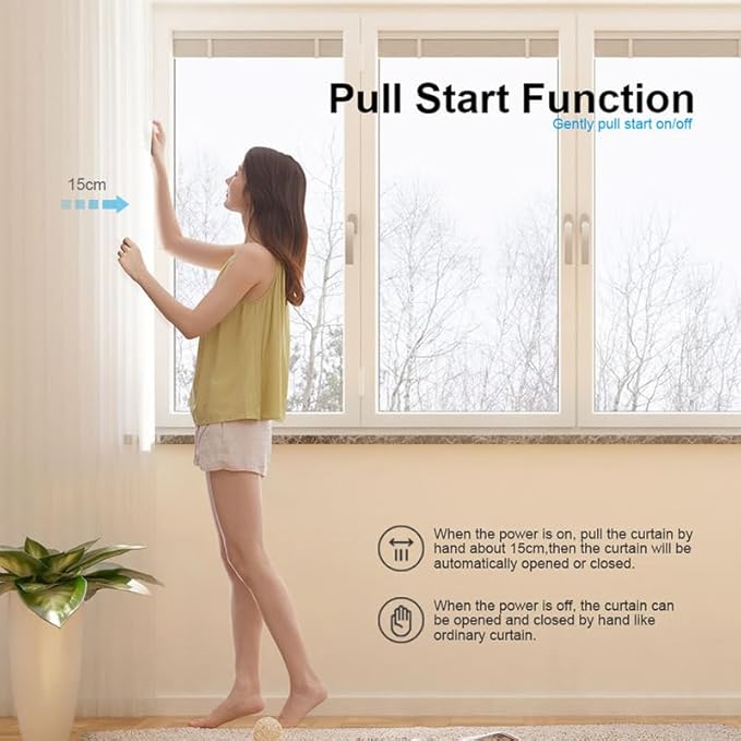 Automatic Curtain Opener, Rechargeable Battery Smart Curtains System with ZigBee 3.0 Motorized Curtain Track, Compatible with Alexa & Google Home, Electric Curtain Rod (2 meters (78.7 inches))