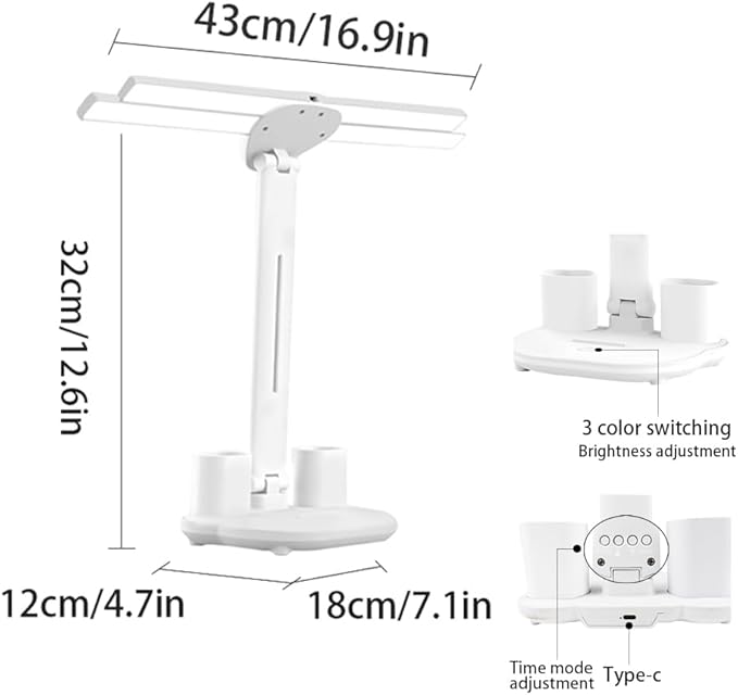 Led Desk Lamp Foldable Desk Light 3 Lighting Modes Table Lamp Dimmable Eye Caring Reading Lamp for Home Office College Dorm Bedroom Bedside (Desk lamp)