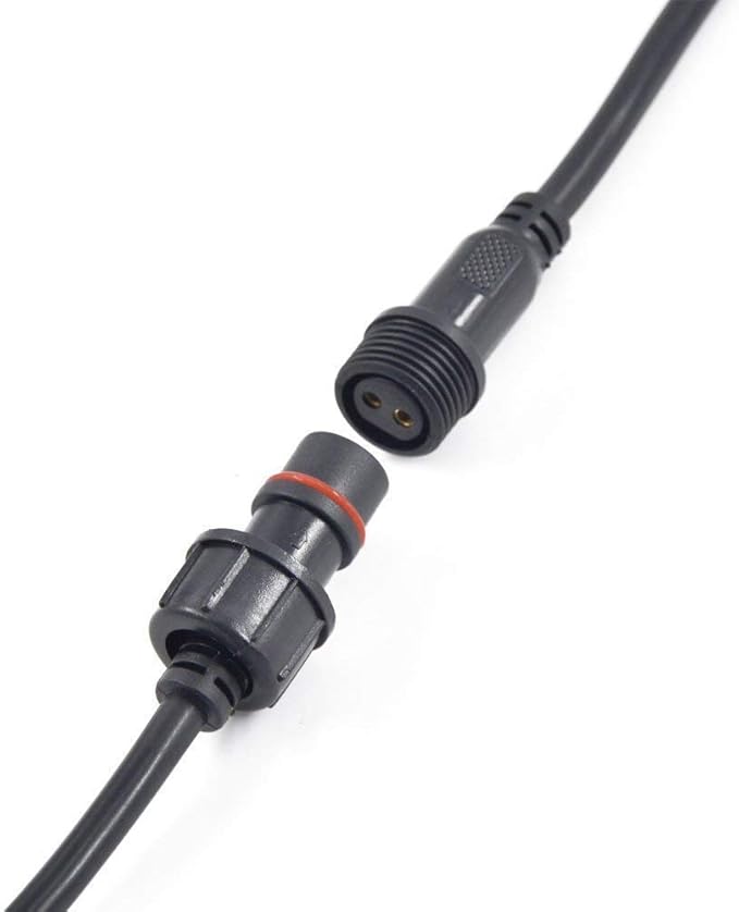 5Pairs 2pin Black Electrical Connector LED Connector for LED Lights 20cm Extension Cable 40cm/Pair 0.75mm² 22mm Nut