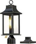 Dusk to Dawn Outdoor Post Light Hardwired 120V, 19.29" Oil Rubbed Bronze Lamp Post Light Fixture with Pier Mount Base, Waterproof Aluminum Pole Light for Yard, Patio, Garden, Pathway