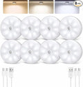 EZVALO 8 Pack Motion Sensor Closet Lights, 1200mAh Rechargeable Under Cabinet Lights, Night Lights, Puck Lights, Dimmable, 3 Color Temps, Magnetic, Stick on for Kitchen, Stairs, Closet