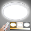 Unicozin Dimmable LED Flush Mount Ceiling Light with Remote Control, Wired 3000K-6000K Color Changing, 12Inch 24W(150W Equiv) 2200LM, Round Flat Ceiling Lamp White for Bedroom, Living Room, Kitchen