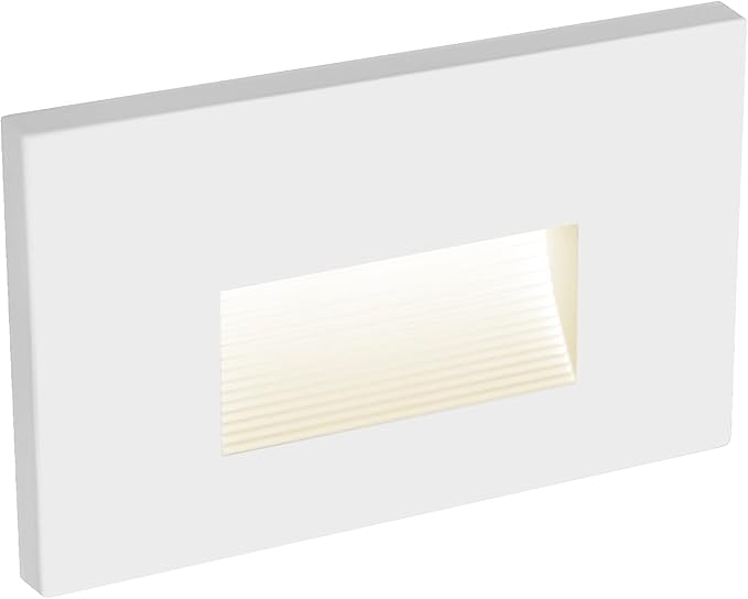 Maxxima 2 Pack Horizontal LED Step Light - Modern Indoor/Outdoor Stair Light, 3 CCT Color Selectable 3000K, 4000K, 5000K, 75 Lumens, IP65 Rated for Outdoor and Damp Locations - White