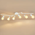 HiBay 6-Light Track Lighting, Flexible Modern Ceiling Light Fixture White w/Glass Shades, Flush Mount Ceiling Wall Track Spot Lights Indoor for Kitchen, Living Room, Bedroom, E12 Base, No Bulbs
