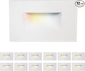 Horizontal Step Lights, 5CCT Selectable, IP65 Waterproof, 3W 100LM, 120V LED Stair Lights Indoor Outdoor, 10%-100% Dimmable, White, ETL Listed - 12PK
