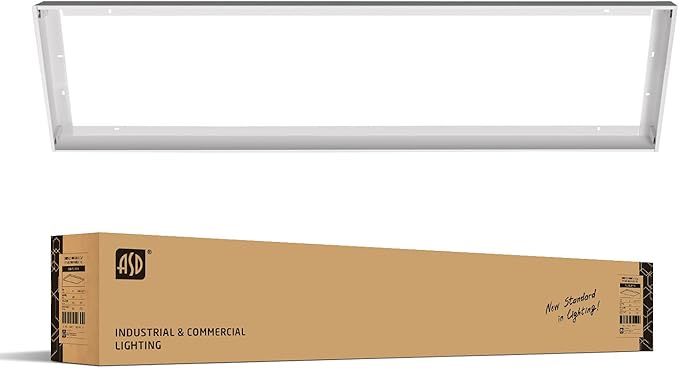 ASD 1x4 Surface Mount Frame for LED Flat Panel Light - Aluminum Surface Mounting Bracket Kit for Drop Ceiling - Low Profile Back-Lit Panels Mount Kit, White