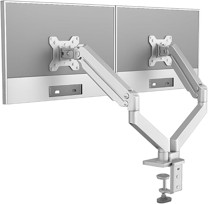 Aeons Dual Monitor Stand up to 32 inches Screen, Load-Bearing Max 22 lbs Each Gas Spring Pneumatic Arm, Adjustable Dual Monitor Mount, Max VESA 100x100mm, White