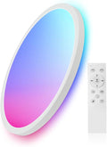 1 Pack 12 Inch Smart Ceiling Light Fixture, RGB LED Flush Mount Ceiling Light with Night Light, 24W 2400LM Ultra-Slim Ceiling Light with Remote, 16 Million DIY Colors, Works with Alexa/Google Home