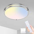 libtit 10Inch Flush Mount Ceiling Lights with Remote, 18W Dimmable LED Ceiling Light with Nightlight and Timer, 3000K-6500K Adjustable Brushed Nickel Light Fixture for Closet Kitchen Hallway-1Pack