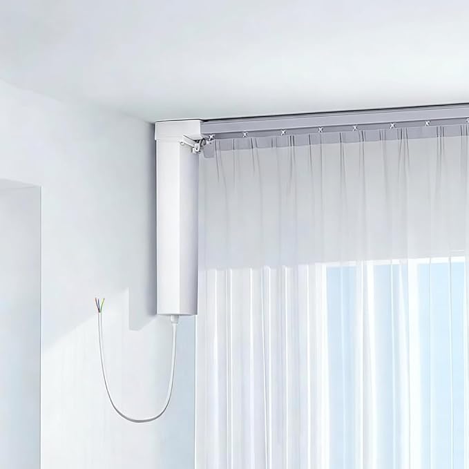 Heavy Duty Motorized Curtain Track, Pre-Assembled Automatic Curtain Opener System, Dry Contact Electric Curtains with Remote, 2.5N Smart Window Treatment Rod (3.0 meters (118.1 inches))