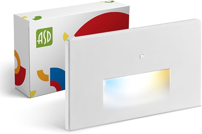 ASD LED Recessed Step Light Fixture, Dusk to Dawn Outdoor Stair Tread Lighting | 3CCT, Photocell, Waterproof, ETL Listed | 3W 120LM 3000K-5000K 120V | Staircase Hardwired Illumination | White