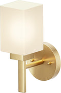 Vanity Lighting Fixture with White Frosted Glass, Gold Wall Lamp for Bathroom Mirror Bedroom, Living Room, Kitchen Cabinet, Washroom Porch T002GD-L1