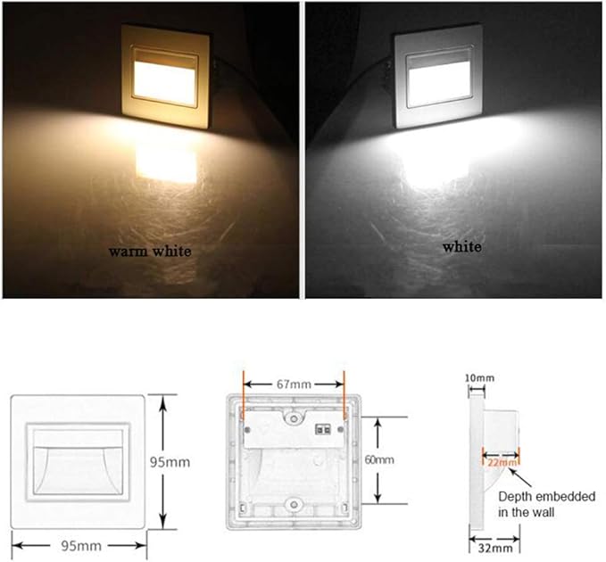 3W LED COB Wall Light Modern LED Footlight Stair Lights Led Step Light Night Lamp Recessed with 86 Box Silver White Gold (Cold White+Box)