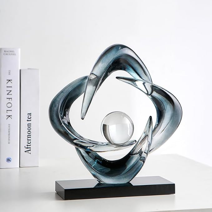 Abstract Art Sculpture, Resin Gold Decorative Statue, Modern White Ornaments for Living Room, Decorativas Modernas for Coffee Table/Entryway/Office Collectibles (Grey)