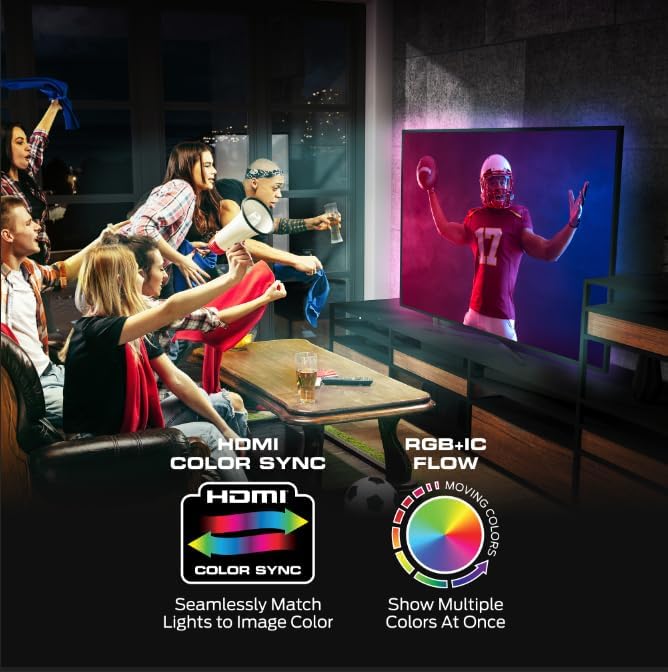 Monster TV Backlight LED Light Strip with HDMI Color Sync Box for TVs up to 85” inch, Smart Wi-Fi RGB+IC Color Flow, Works with Razer Chroma, Alexa, Google, Siri, Music Mode, Custom Scenes, Schedules