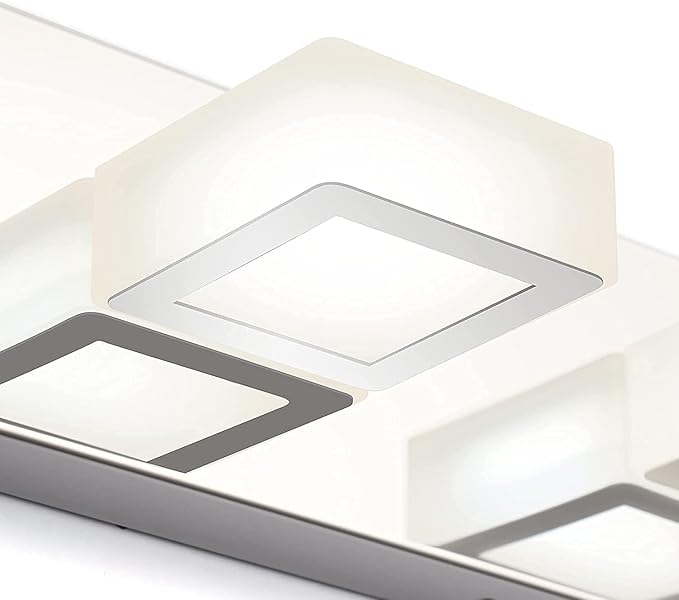 Ralbay LED Modern Chrome Vanity Lights 6 Lights Stainless Steel Acrylic Modern LED Bathroom Vanity Lights Over Mirror (4500K Neutral White Light)
