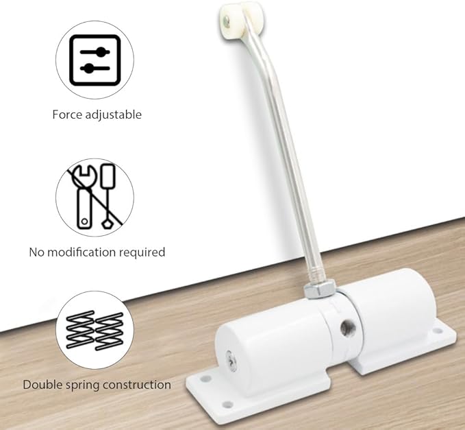 Automatic Door Closer Zinc Alloy Safety Spring Door Closer Adjustable Closing Doors Hinge for Home,Office(Color:Silver)
