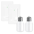 Remote Control E26 E27 Light Bulb Socket Adapter 2 Set,GreenCyle 2PCS Wireless Light Switch and 2Standard Medium Base Lamp Socket Extender 2.3"(5.8cm),Screw-in,Max 500W,No Wiring Needed,500ft Range