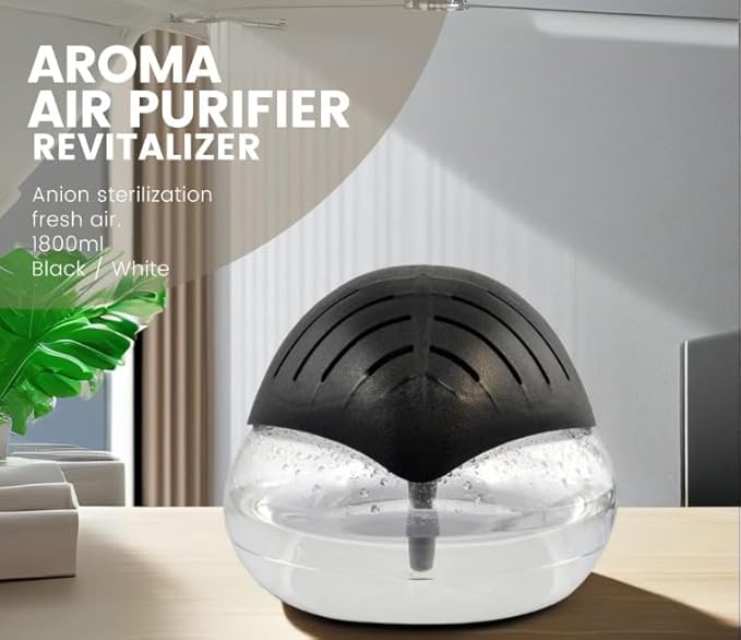 Water Air Purifier, Humidifier & Aromatherapy Diffuser in One, Essential Oil Diffuser for Home, Fresh Air Machine (Black) - 1000ML