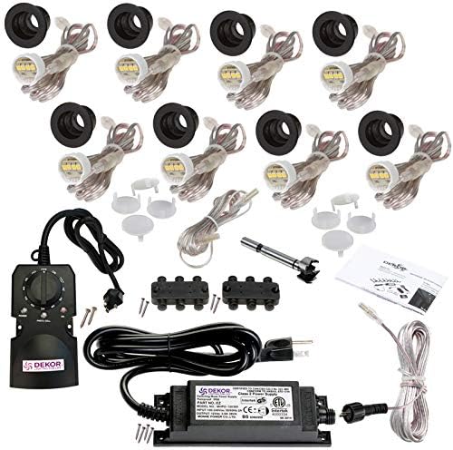 DEKOR LED Recessed Stair Lights Step Lighting for Indoor Outdoor Use (Antique Metal Black, Outdoor Light Kit)
