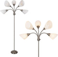 HonoDing Medusa Floor Lamp Standing Lamp 5 Heads Adjustable Reading Light Large Shade Use E26 A19 Bulb for Living Room Bedroom Satin Nickel