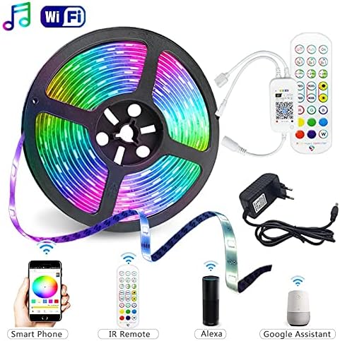 Smart Wi-Fi RGB LED Strip Lights, Music Synced, Color Changing with Remote, App Control for Bedroom Home TV Bar (16.4 FT)