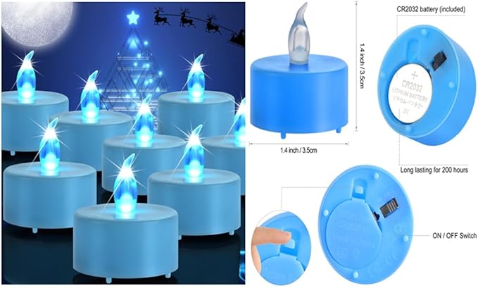 Tea Light, 50 Pack Flameless LED Tea Lights Candles Flickering red 200+ Hours Battery-Powered Tealight Candle. Ideal for Party, Wedding, Birthday, Gifts and Home Decoration (Blue)