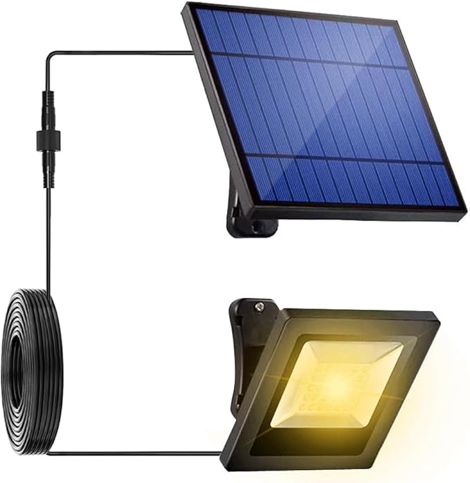 Solar Flood Lights Outdoor Dusk to Dawn Solar Light 4400mAh Waterproof LED 3000K Warm White Solar Powered Lighting for Outside, Wall, Patio