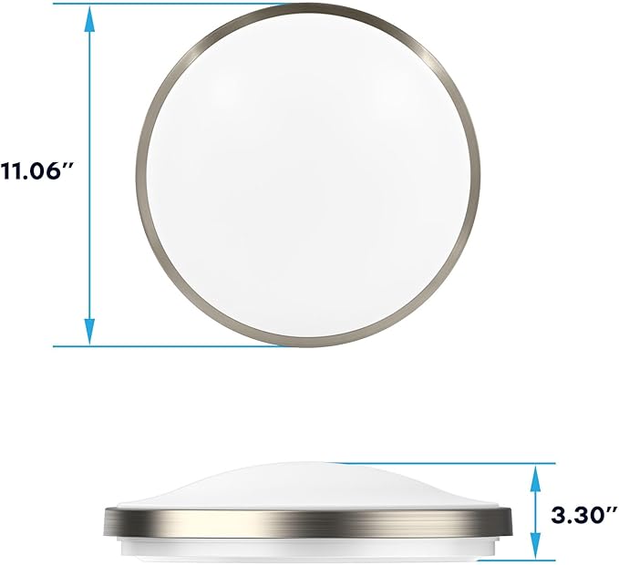 LUXRITE Motion Sensor LED Flush Mount Ceiling Light, 11 Inch, 5CCT Selectable 2700K 3000K 3500K 4000K 5000K, 60s Timeout, 16W, 1200LM, Brushed Nickel, Damp Rated, ETL Listed - Indoor and Outdoor