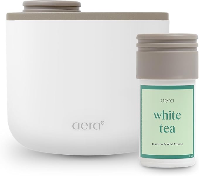 AERA Mini Waterless Plug-in Essential Oil Diffuser for Rooms 100–400 Sq Ft + White Tea Scent – Smart Scent Machine with App & Alexa Control, Luxury Home Fragrance Starter Kit (Includes 1 Capsule)