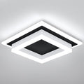 32W Modern LED Ceiling Light, Small Flush Mount Light Fixture, 6000K Cold White Ceiling Lamp, Square Hallway Lighting Fixtures for Living Room Bedroom Bathroom Kitchen (Black, Cold White)
