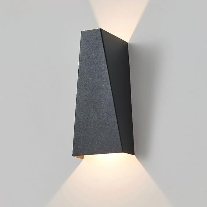 Modern Wall Light LED Sconce Up Down Metal Wall Spot Lamp, Indoor Lighting Fixtures Bedside Night Lamps for Living Room Bedroom Hallway Home Decorative Wall Wash Lights (Color : Black-6000K)