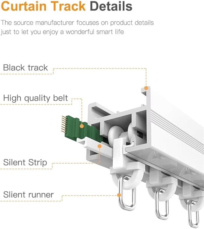 Automatic Curtain Opener, Rechargeable Battery Smart Curtains System with ZigBee 3.0 Motorized Curtain Track, Compatible with Alexa & Google Home, Electric Curtain Rod (2 meters (78.7 inches))