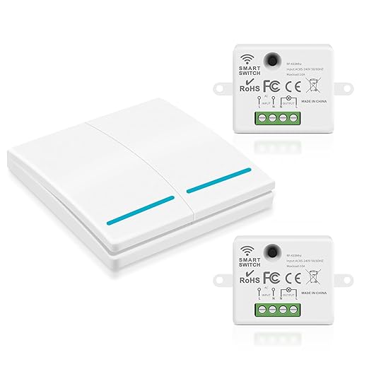 RGBZONE Wireless Remote Light Switch and Receiver Kit, No Wiring, 100ft RF Range, Pre-Programmed, Expandable Wireless On/Off Switches for Ceiling Lights, Lamps (White)