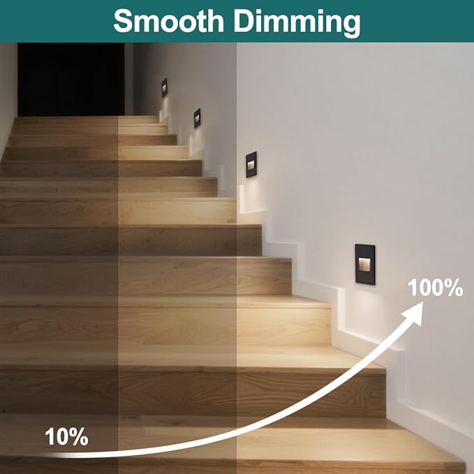 kadision Vertical LED Step Light 120V, 3000K/4000K/5000K Adjustable, 3.5W 175lm Indoor Outdoor Dimmable Stair Lights, Aluminum ORB Finish, 12 Pack