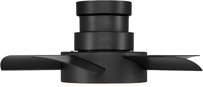 Vox Indoor and Outdoor 5-Blade 26in Smart Flush Mount Ceiling Fan in Matte Black with 3500K LED Light Kit and Remote Control works with Alexa and iOS or Android Modern Forms App